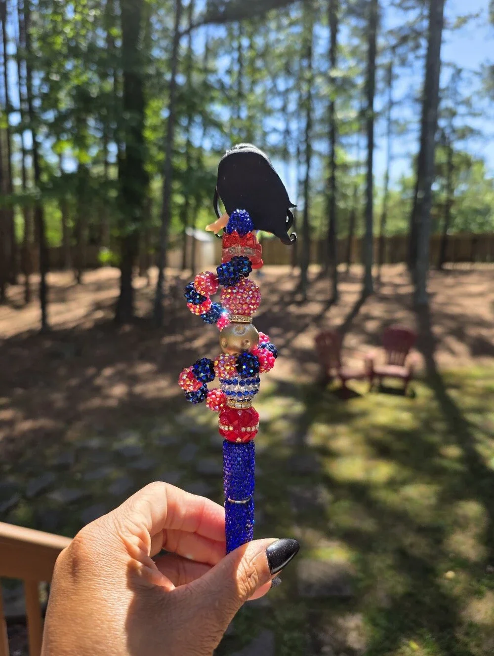 One of a Kind Wonder Woman Inspired Handmade Polymer Clay Doll Rhinestone Pen |